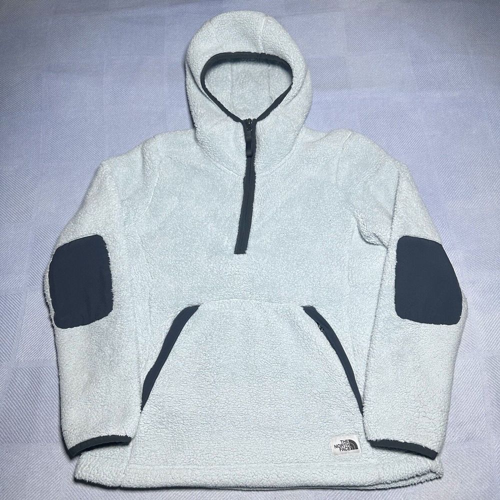 The North Face Campshire Sherpa Light Baby Blue 1/4 Zip Hoodie Women's Medium‎